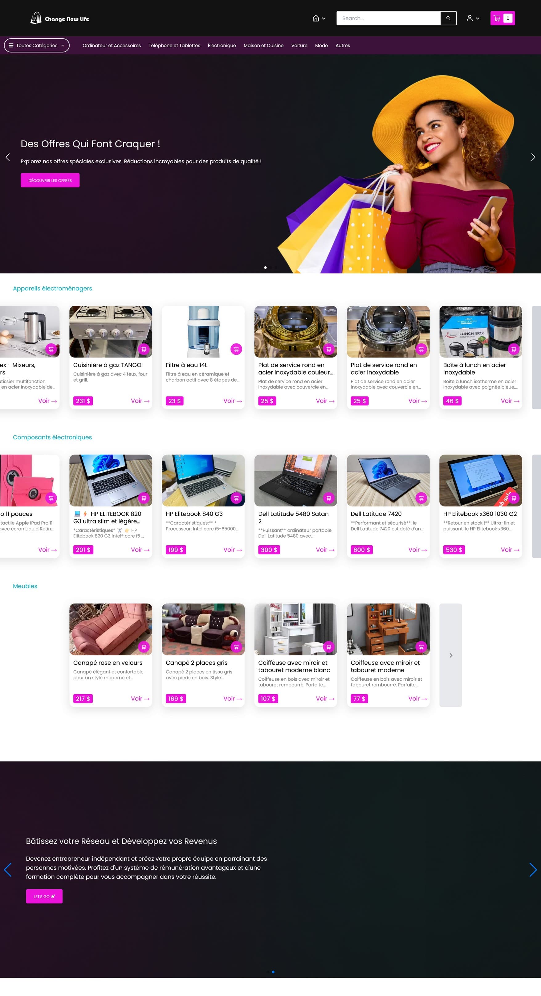 Change New Life – Plateforme e-commerce MLM