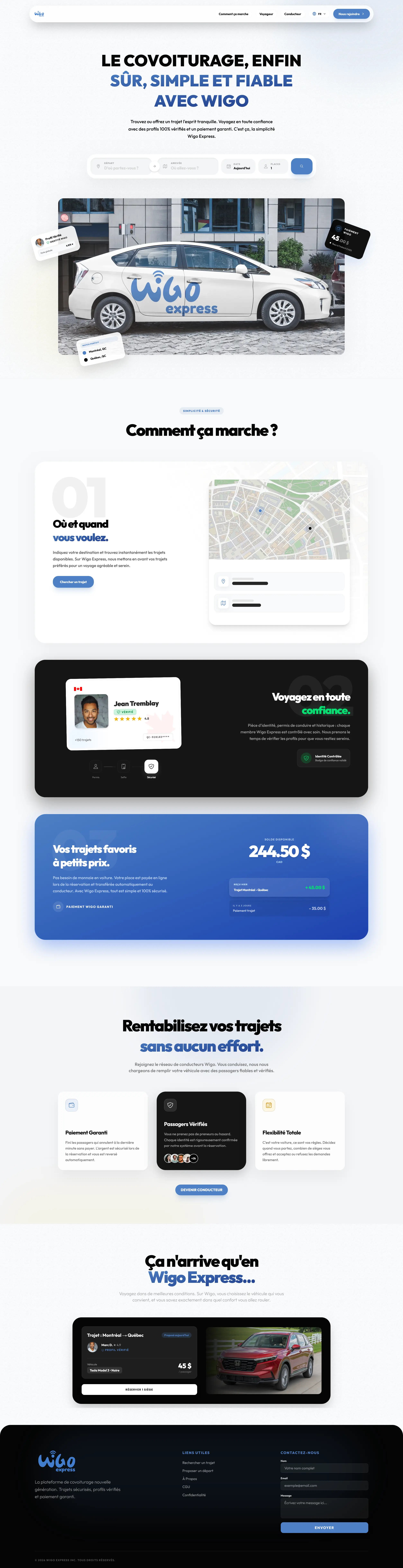 Wigo Express - Application de covoiturage complète pour le marché canadien