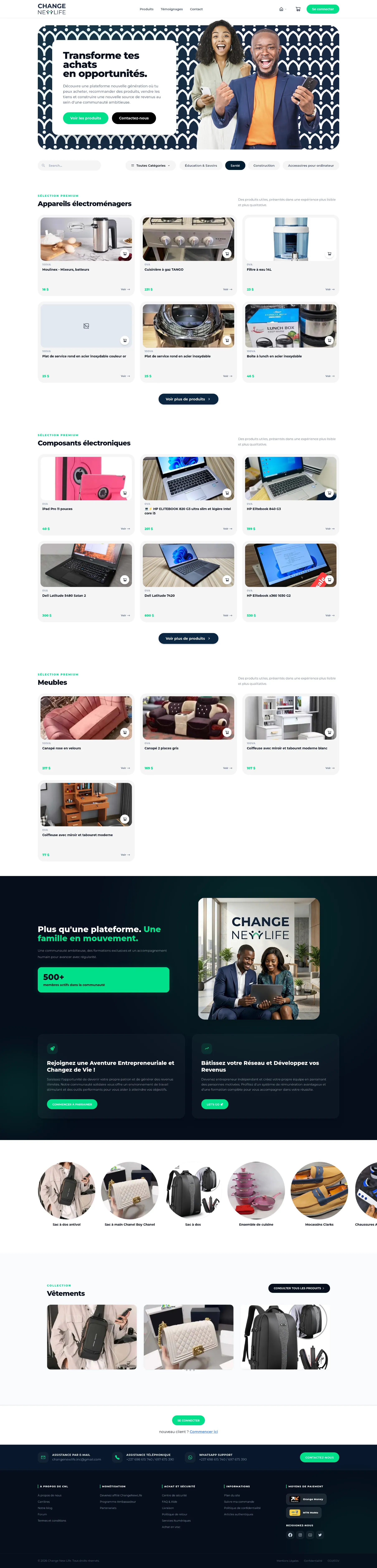 Change New Life – Plateforme e-commerce MLM